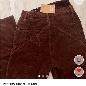 reformation brown star flare pants